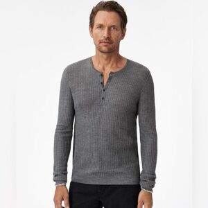 John Varvatos Sweater Mens L Henley 82 Linen  18 viscose Casual Workwear